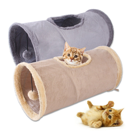 Folding Suede Cat Tunnel Toy Folding Compact For Storage