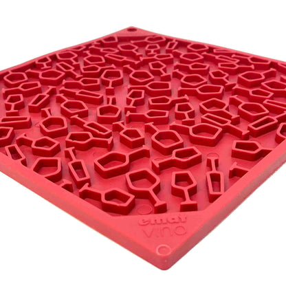 Red Vino Dog eMat with textured grape cluster and vine pattern for dog enrichment and anxiety relief