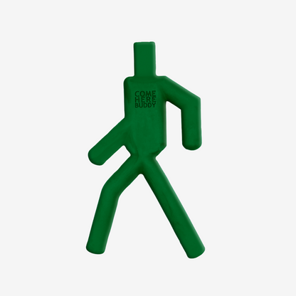 Durable green natural rubber dog chew toy shaped like a walking pedestrian signal