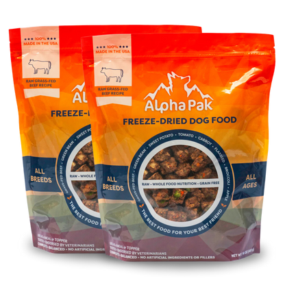 Premium raw freeze dried dog food beef made in USA for all breeds and ages