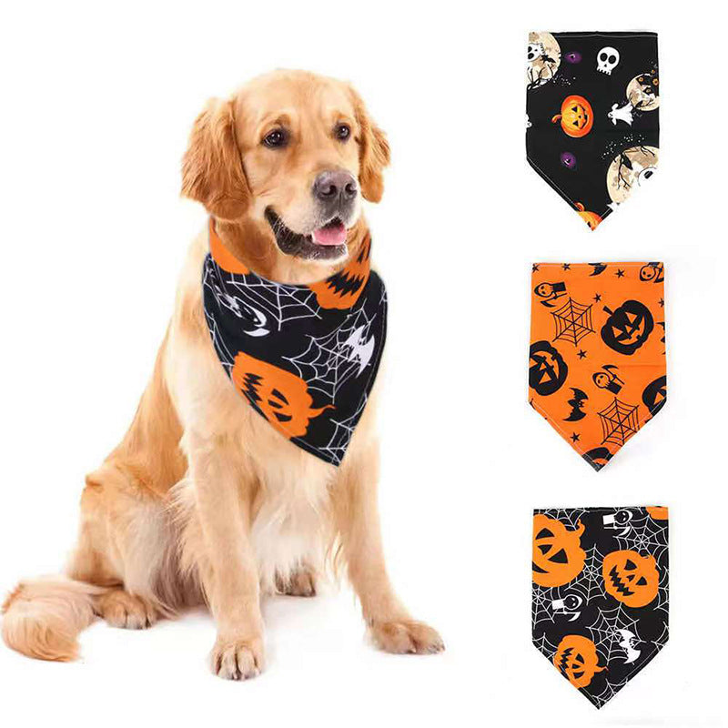 Pet Halloween Dog Saliva Scarf Bib Decoration Dog Collar Cat Skull Triangle Scarf