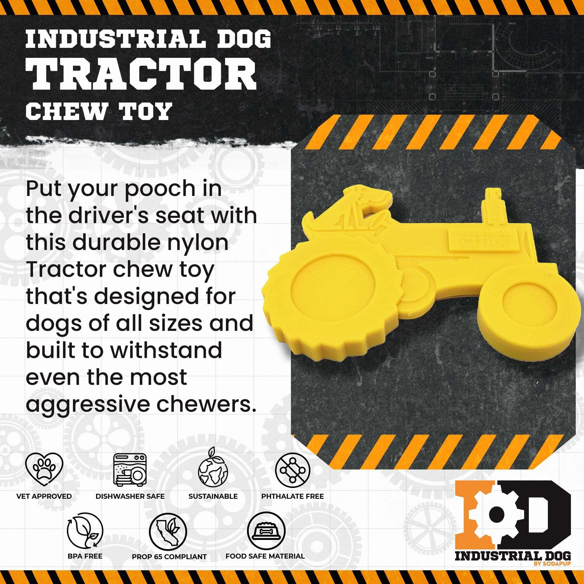 Tractor Nylon Dog Toy for Aggressive Chewers! | USA Made | SodaPup
