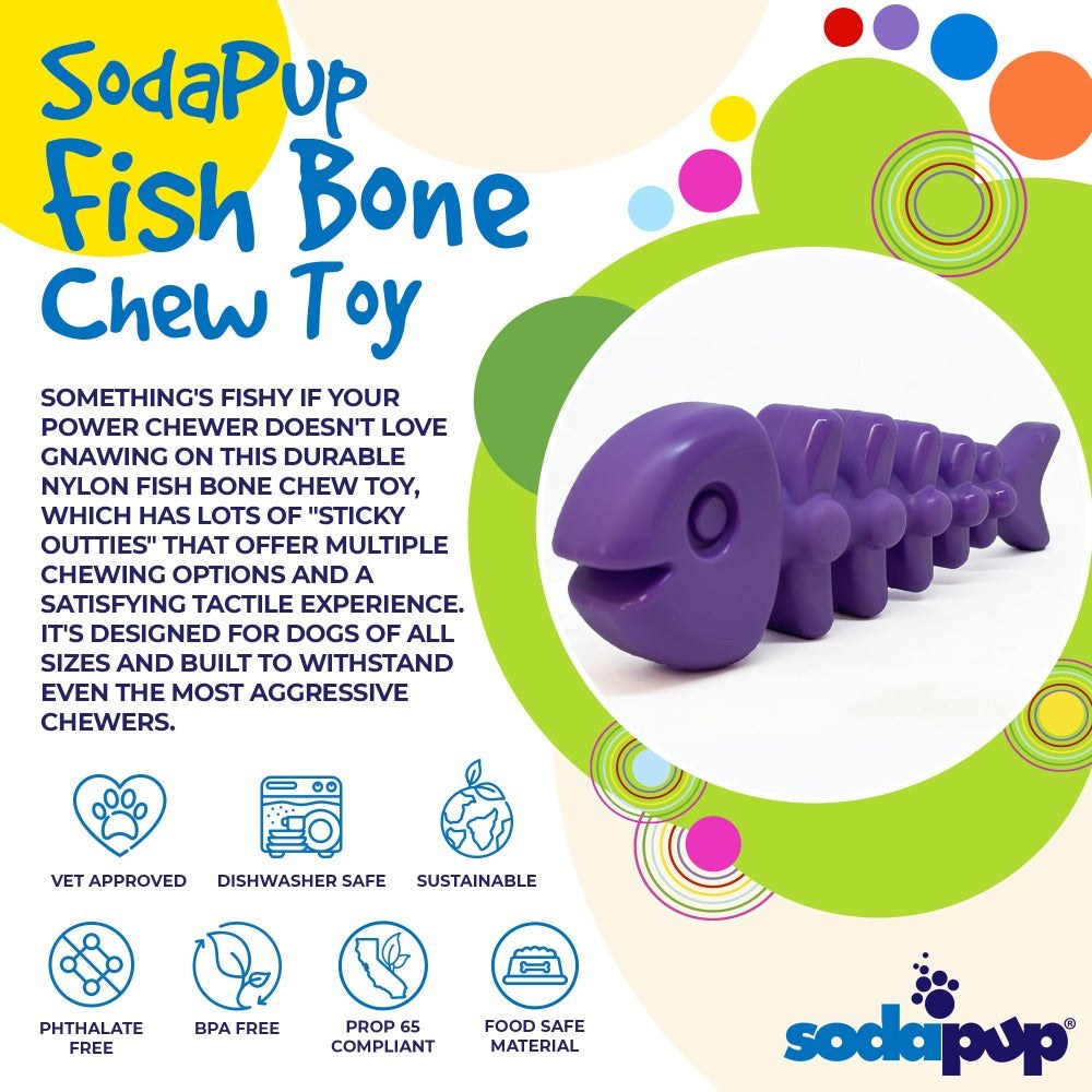 Fish Bone Nylon Dog Toy for Aggressive Chewers | USA Made Durable Chew
