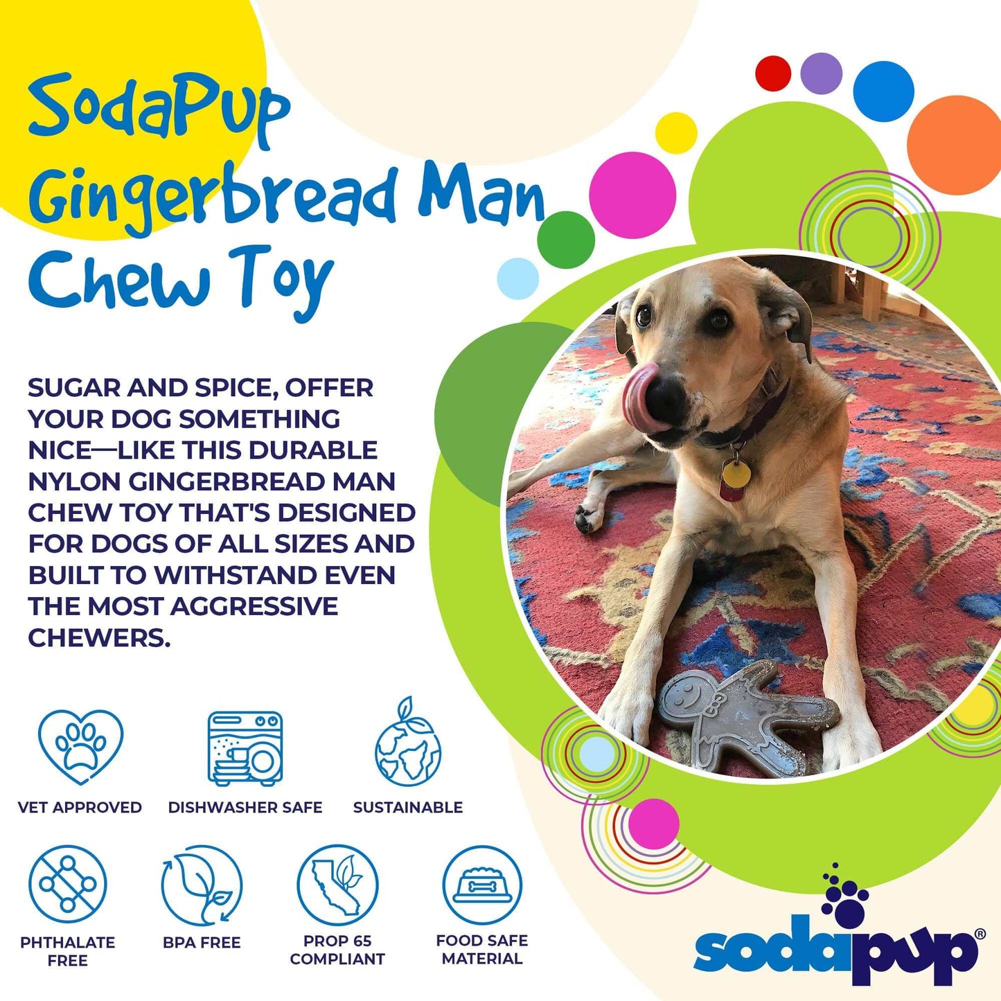 Gingerbread Man Nylon Dog Chew Toy - Indestructible Holiday Dog Toy