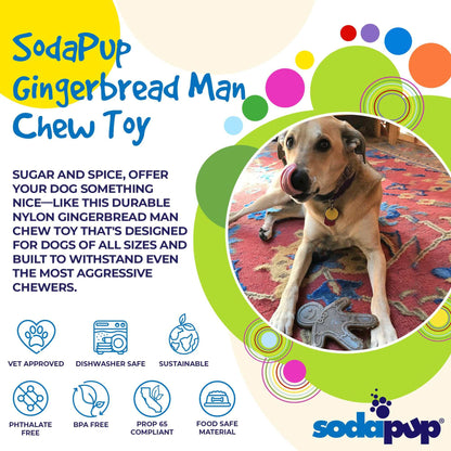 Gingerbread Man Nylon Dog Chew Toy - Indestructible Holiday Dog Toy