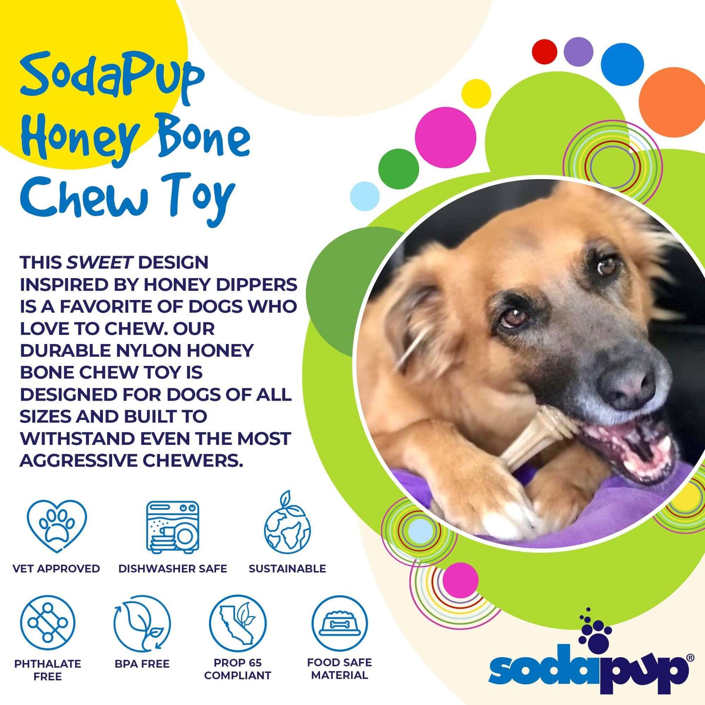 Honey Bone eChew Ultra Durable Nylon Dog Chew Toy - For Heavy Chewers