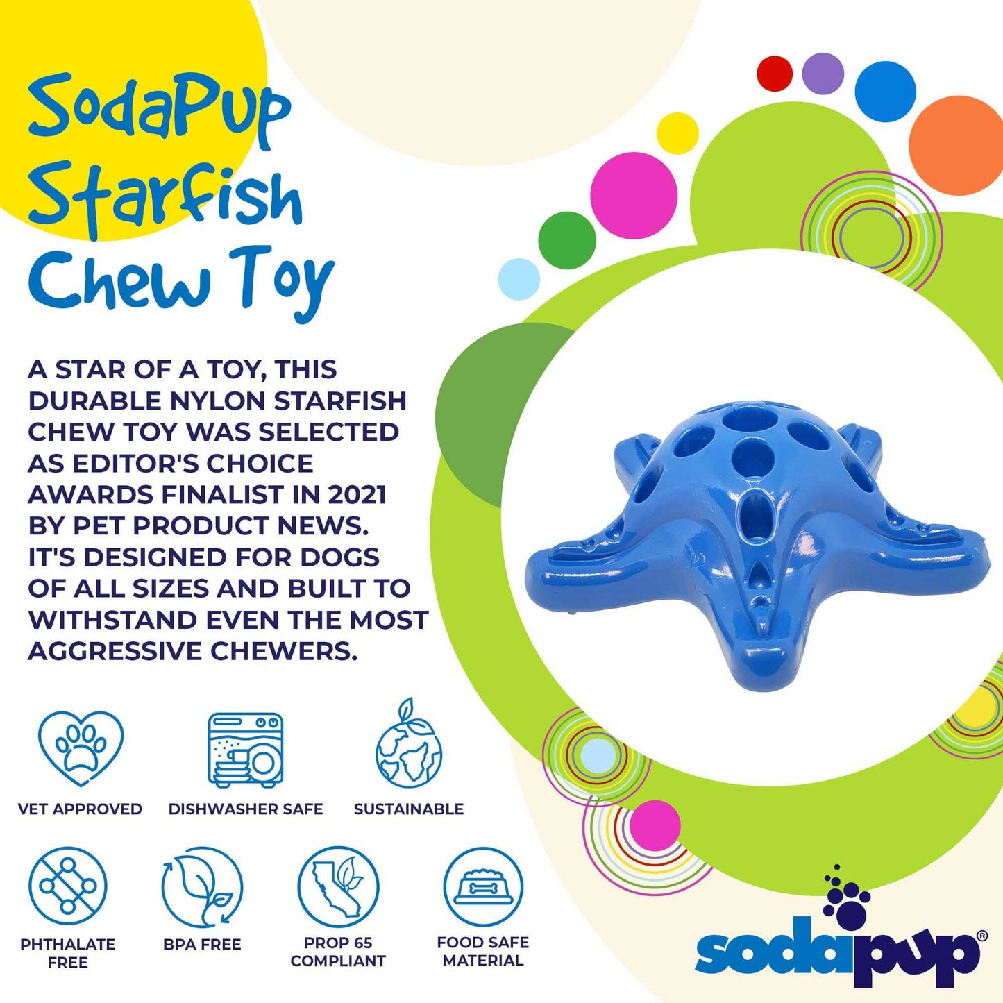Starfish Nylon Dog Chew Toy | Aggressive Chewers | USA Made | SodaPup
