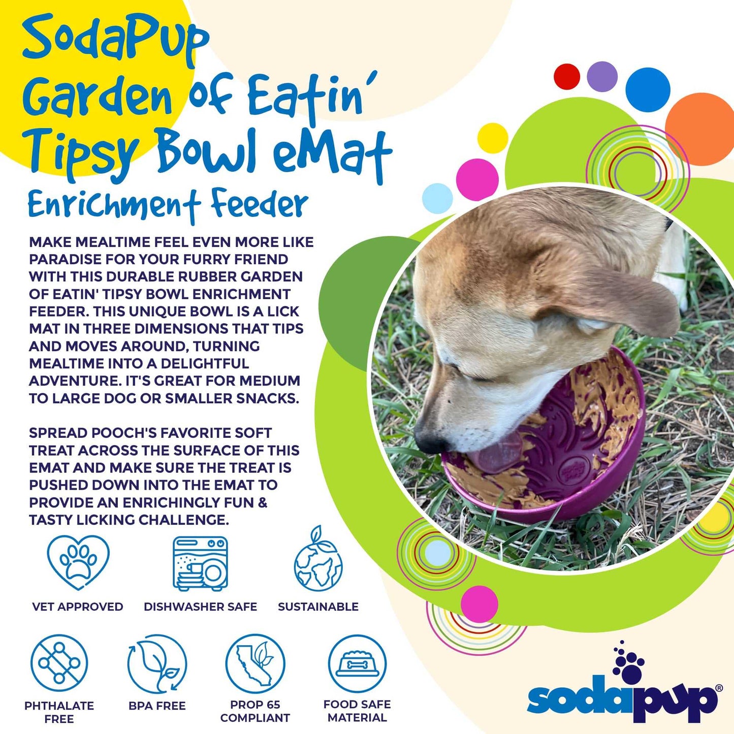 Wobble Lick Mat - Garden of Eatin' Tipsy Bowl, Dogs & Cats | USA Made