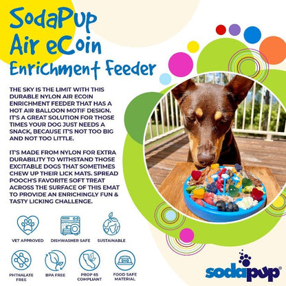 Air Nylon eCoin durable nylon dog lick mat with hot air balloon design and colorful treats