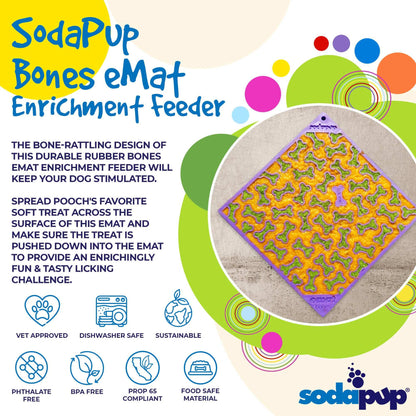 Purple Bones eMat dog lick mat with textured bone design for anxiety relief and enrichment
