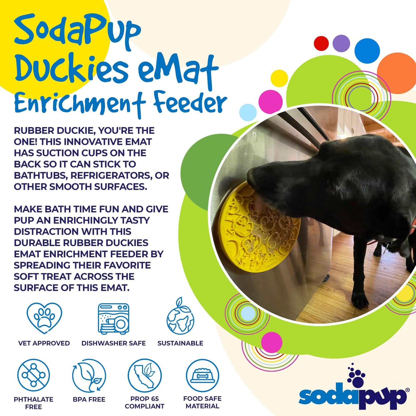 Rubber Duckies emat dog lick mat with suction cups for bath time enrichment and anxiety relief