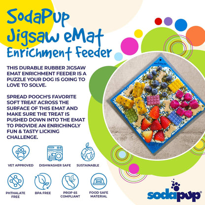 SodaPup Jigsaw Puzzle eMat dog lick mat with colorful treats for anxiety relief and mental stimulation