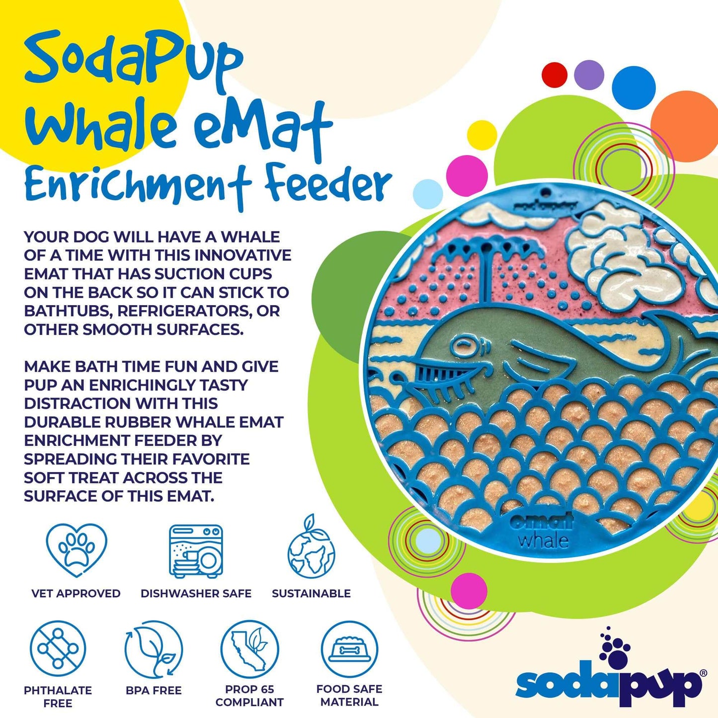 Whale eMat - Ocean-Inspired Dog & Cat Enrichment Lick Mat Suction Cups