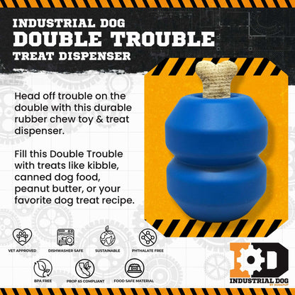 Double Trouble Durable Rubber Chew Toy - Tough Toy, Dispenser for Dogs