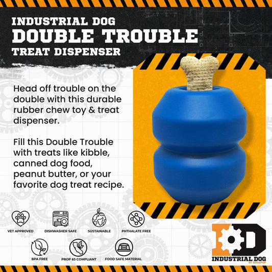 Double Trouble Durable Rubber Chew Toy - Tough Toy, Dispenser for Dogs