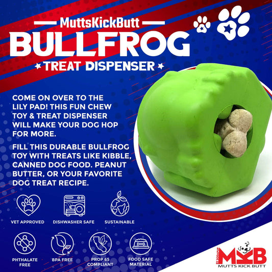 Large Bull Frog eDispenser durable rubber chew toy and treat dispenser for dogs