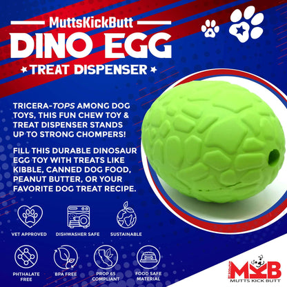 Dinosaur Egg eDispenser Durable Rubber Chew Toy and Treat Dispenser