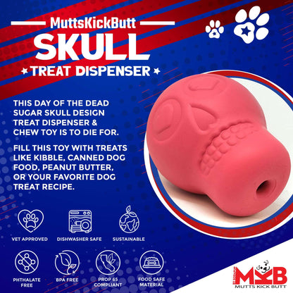 Sugar Skull eDispenser Durable Rubber Chew Toy and Treat Dispenser!