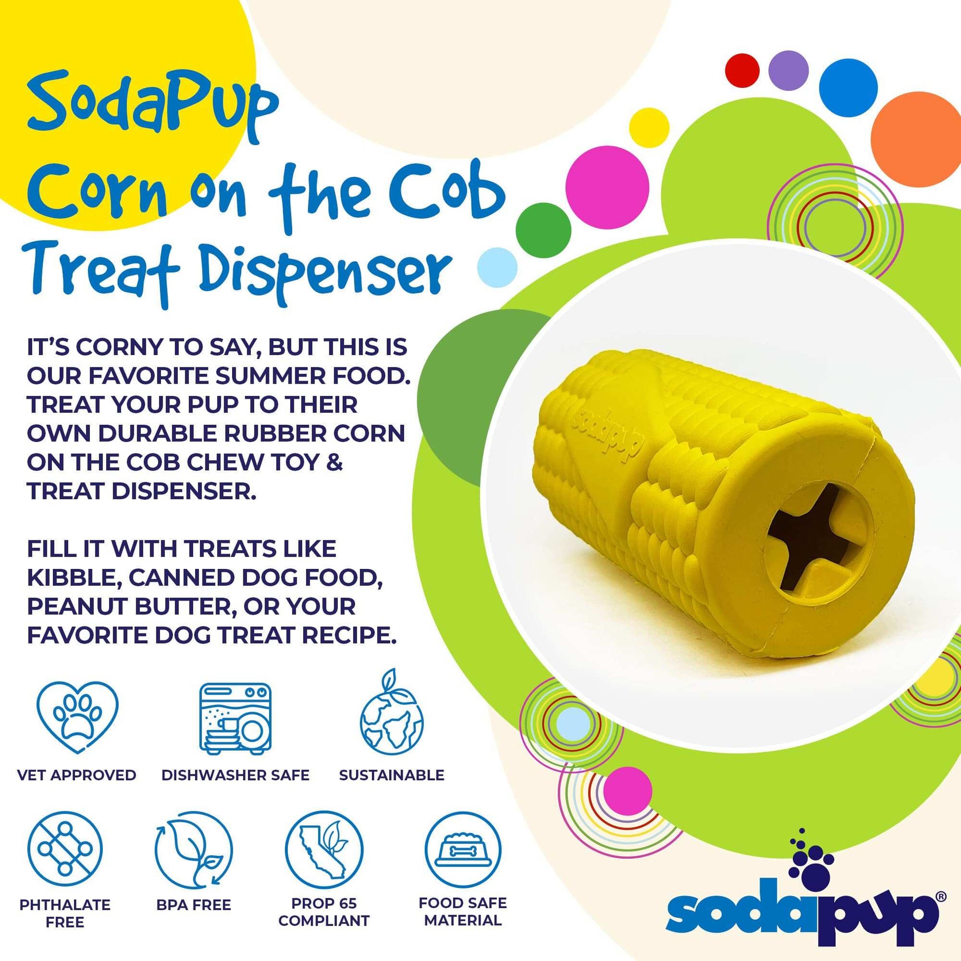 Corn on the Cob eDispenser Durable Rubber Treat Dispenser for Dogs