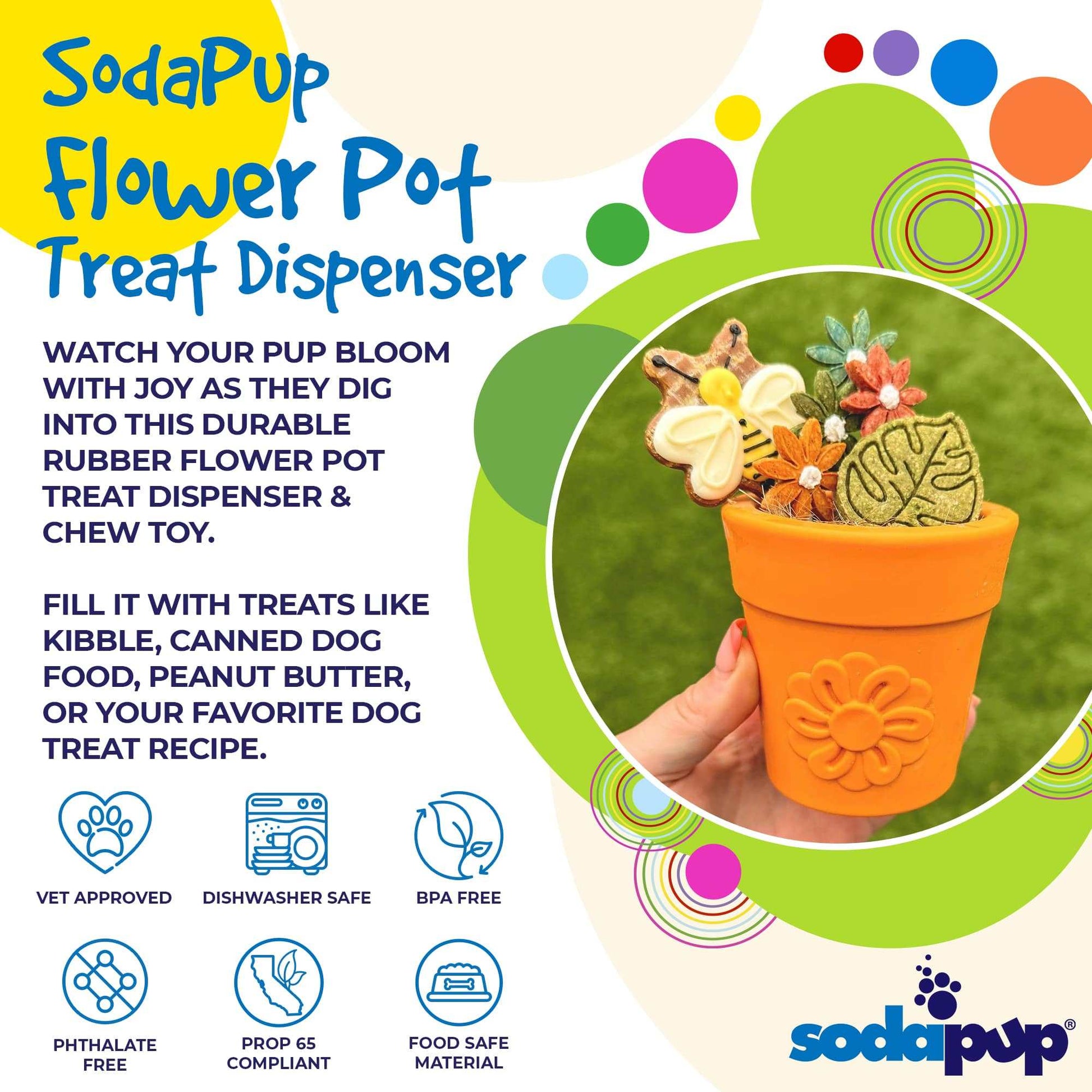 Large Flower Pot - Durable Dog Treat Dispenser Enrichment Toy -SodaPup