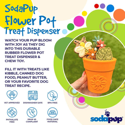 Large Flower Pot - Durable Dog Treat Dispenser Enrichment Toy -SodaPup