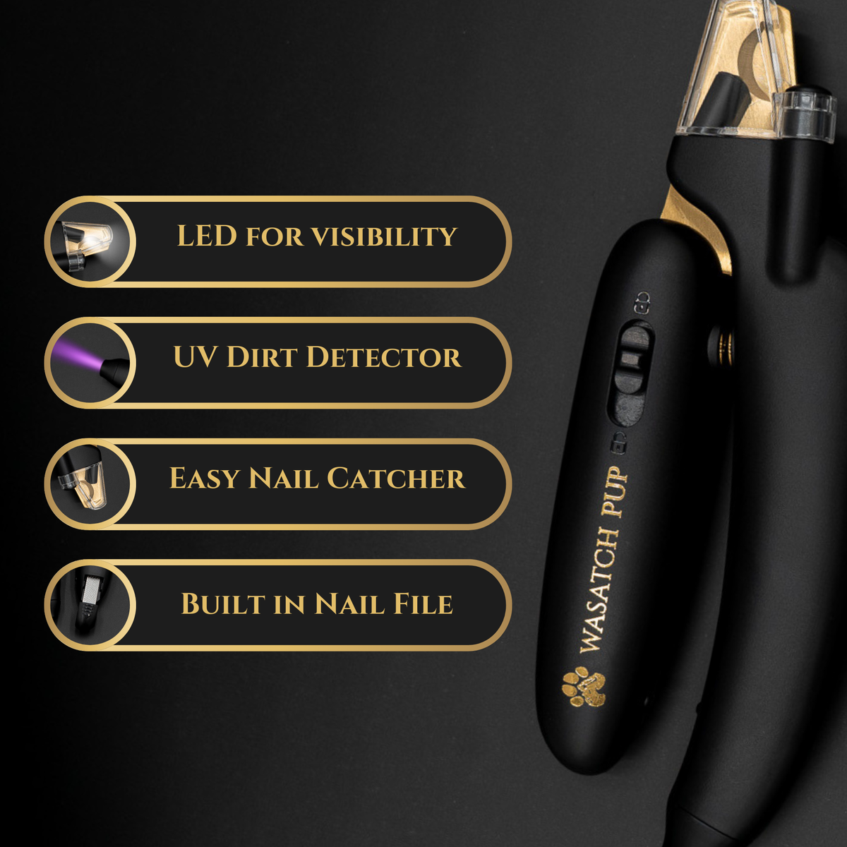 3 in 1 nail clippers with LED and UV light for safe pet grooming