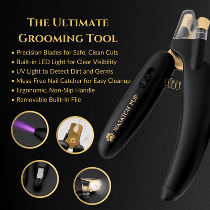 3 in 1 nail clippers with LED and UV light for safe pet grooming