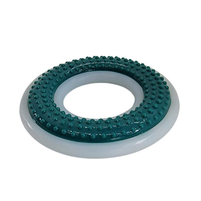 TPR and Nylon Dental Chew Ring Toy for Dogs with textured surface for plaque removal and gum stimulation, durable and ideal for aggressive chewers, 4-inch diameter