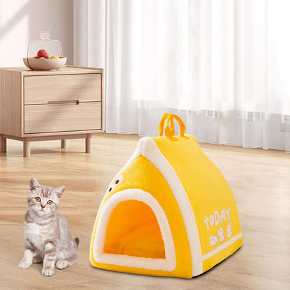 Brown Toast style pet cat bed made of lamb wool and sponge, cozy and warm for autumn and winter use