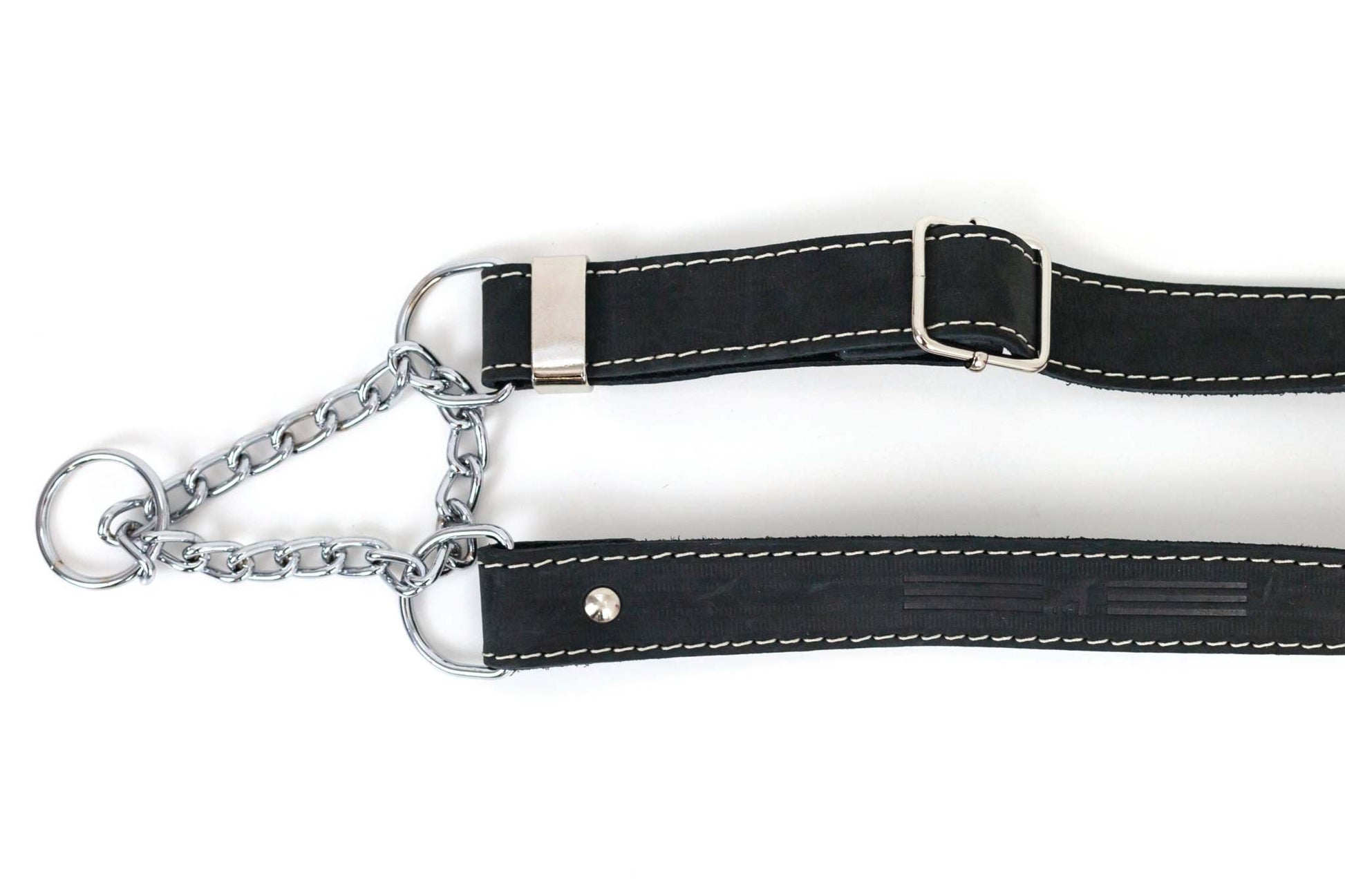 Martingale Midnight Black Leather Dog Collar - Durable and Stylish