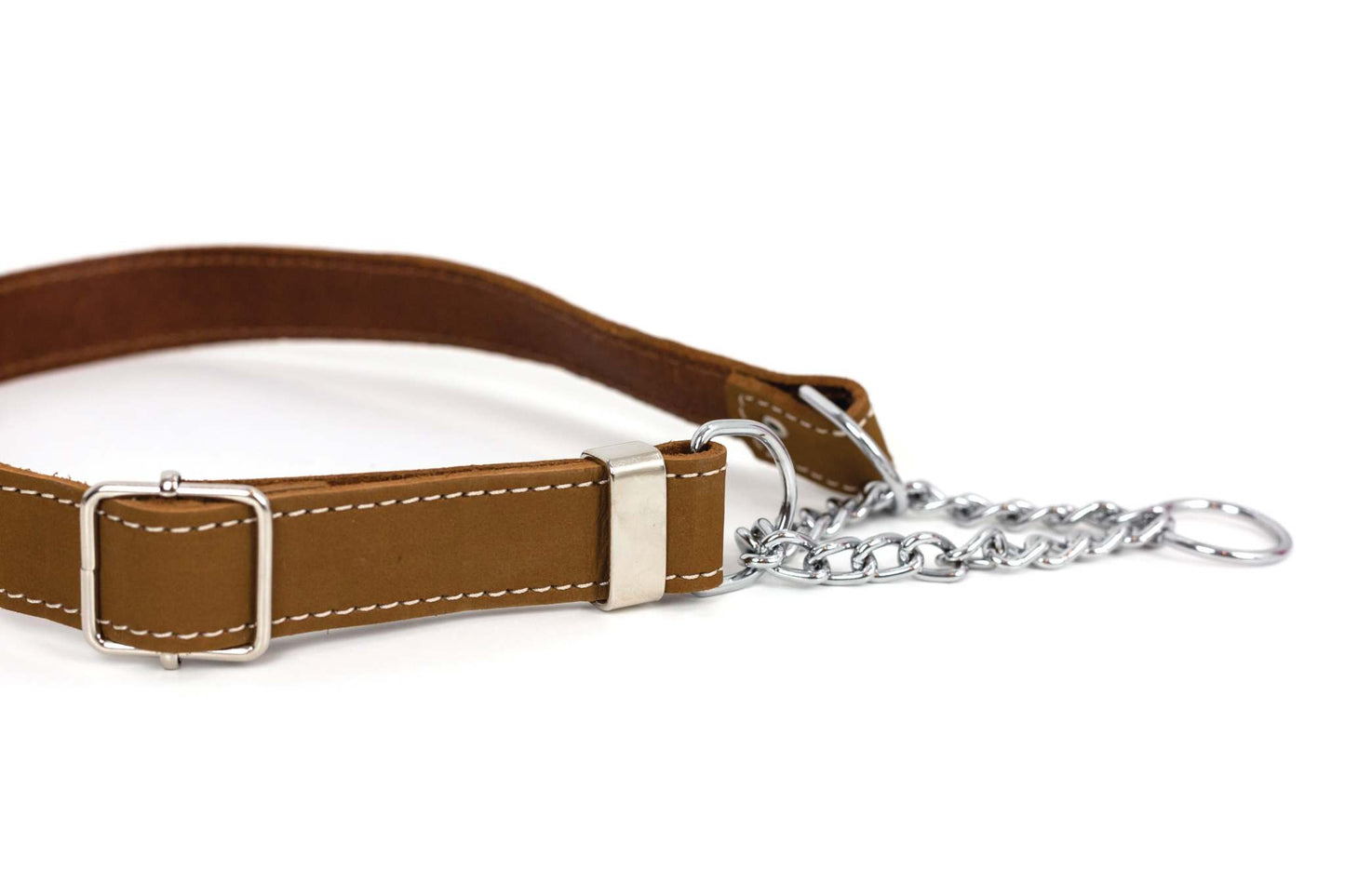 Martingale Earth Brown Leather Dog Collar - Durable European Style!