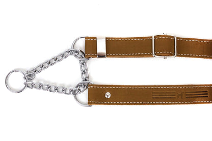Martingale Earth Brown Leather Dog Collar - Durable European Style!