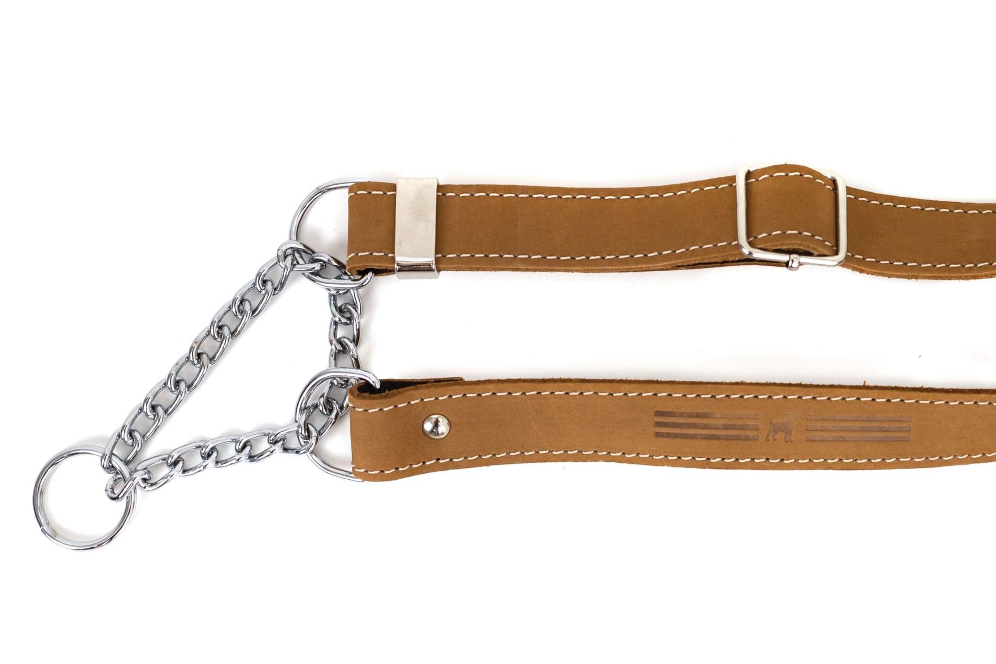 Martingale Khaki Leather Dog Collar - Durable, Stylish European Design