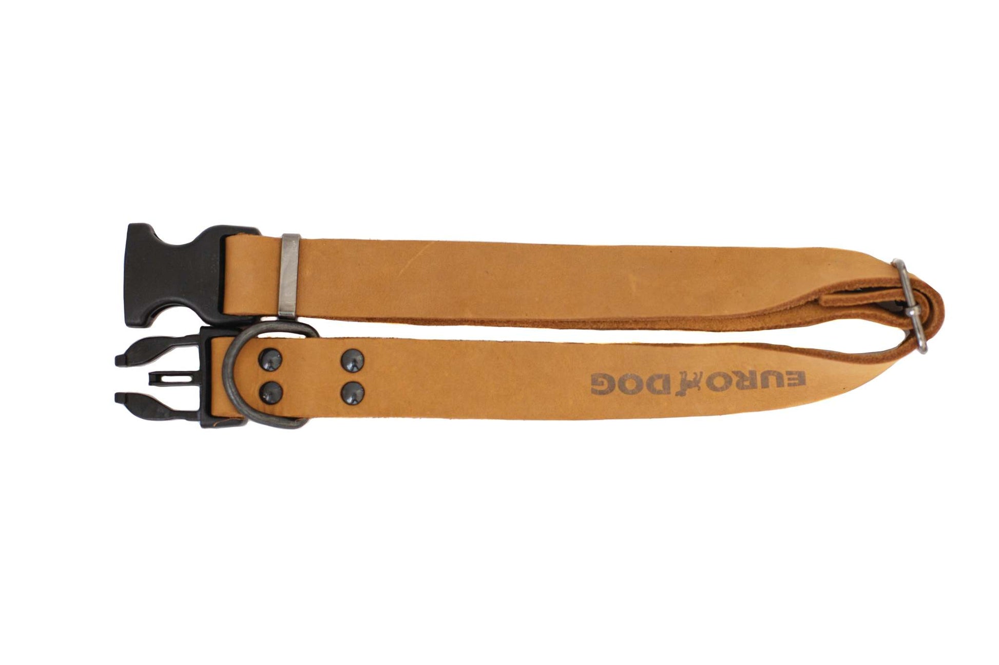 Sport Style Khaki Leather Dog Collar - Durable & Stylish | Active Dogs