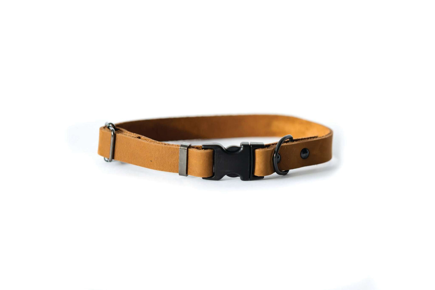 Sport Style Earth Brown Leather Dog Collar with black hardware and quick-release buckle