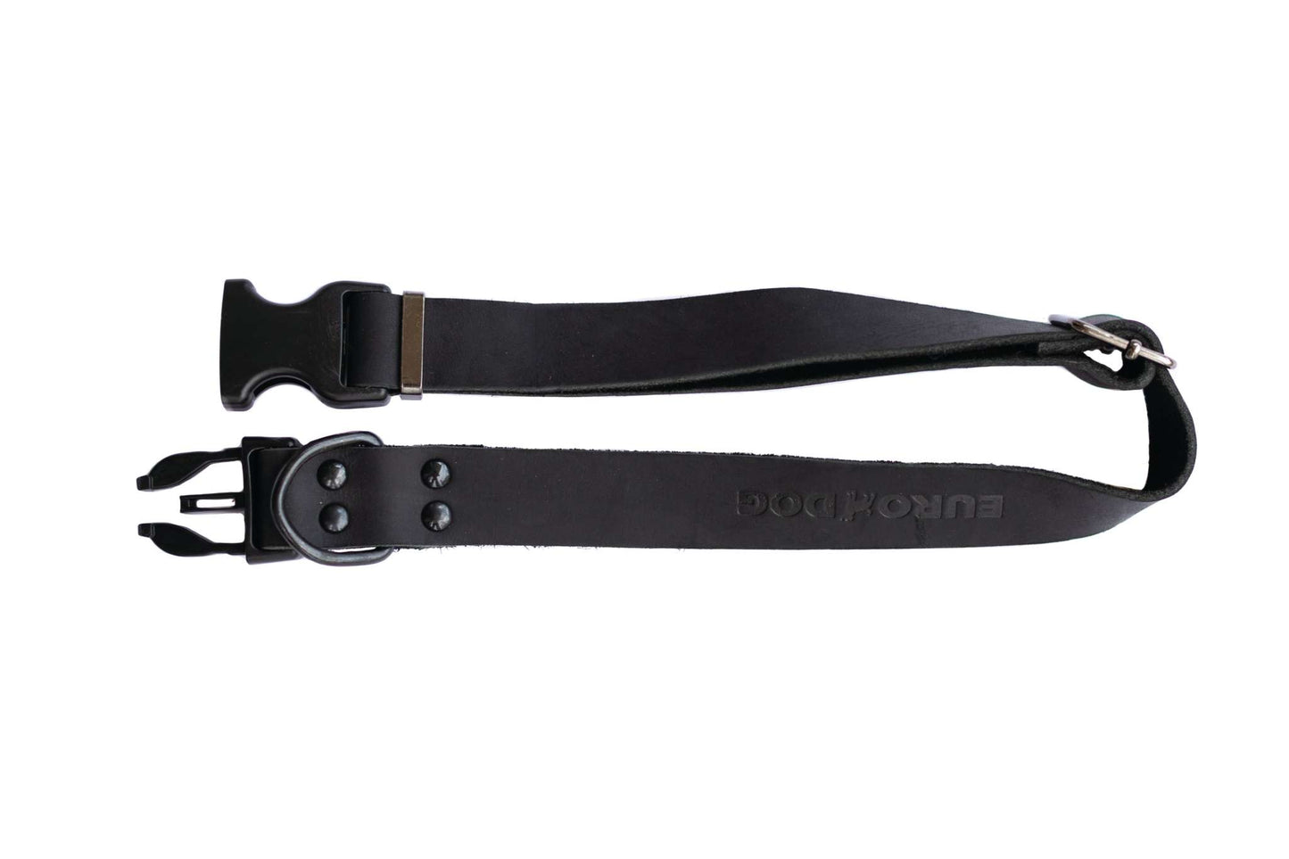 Sport Style Midnight Black Leather Dog Collar | Durable & Comfortable