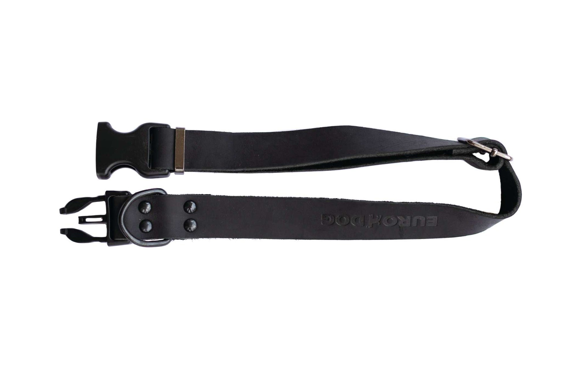 Sport Style Midnight Black Leather Dog Collar | Durable & Comfortable
