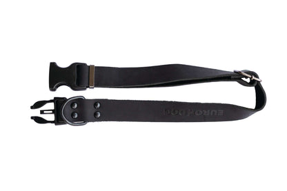 Sport Style Midnight Black Leather Dog Collar | Durable & Comfortable