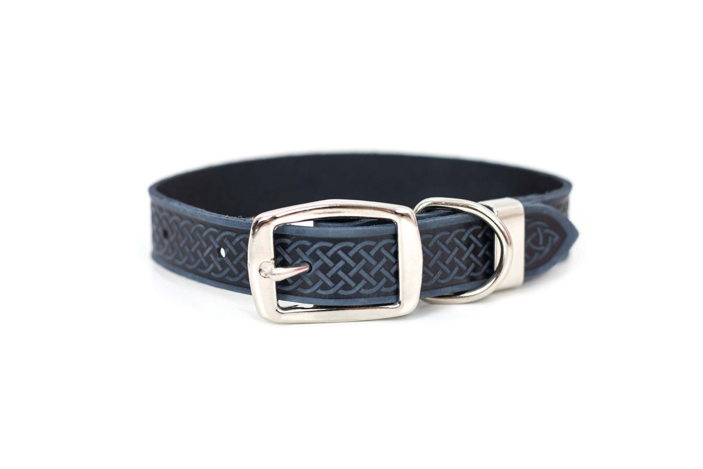 Celtic Style Leather Dog Collar – Unique Fire & Water Design for Dogs