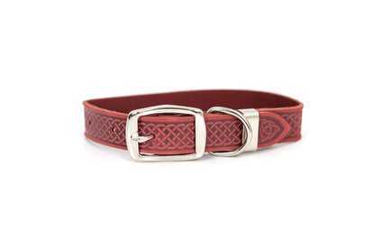 Celtic Style Leather Dog Collar – Unique Fire & Water Design for Dogs