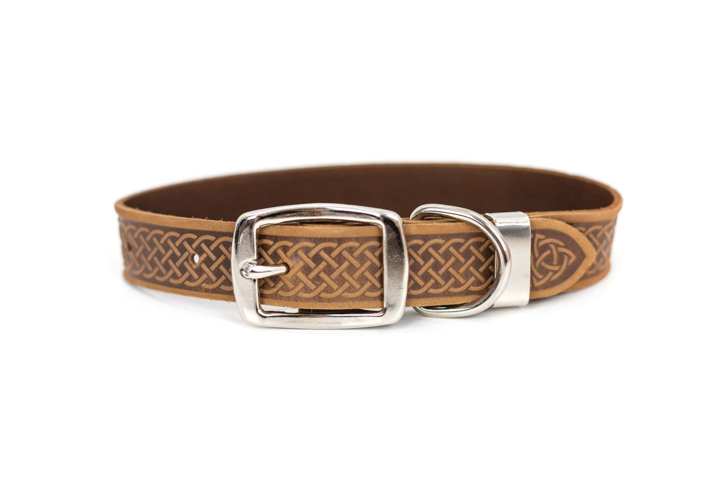 Celtic Style Leather Dog Collar – Unique Fire & Water Design for Dogs