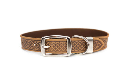 Celtic Style Leather Dog Collar – Unique Fire & Water Design for Dogs