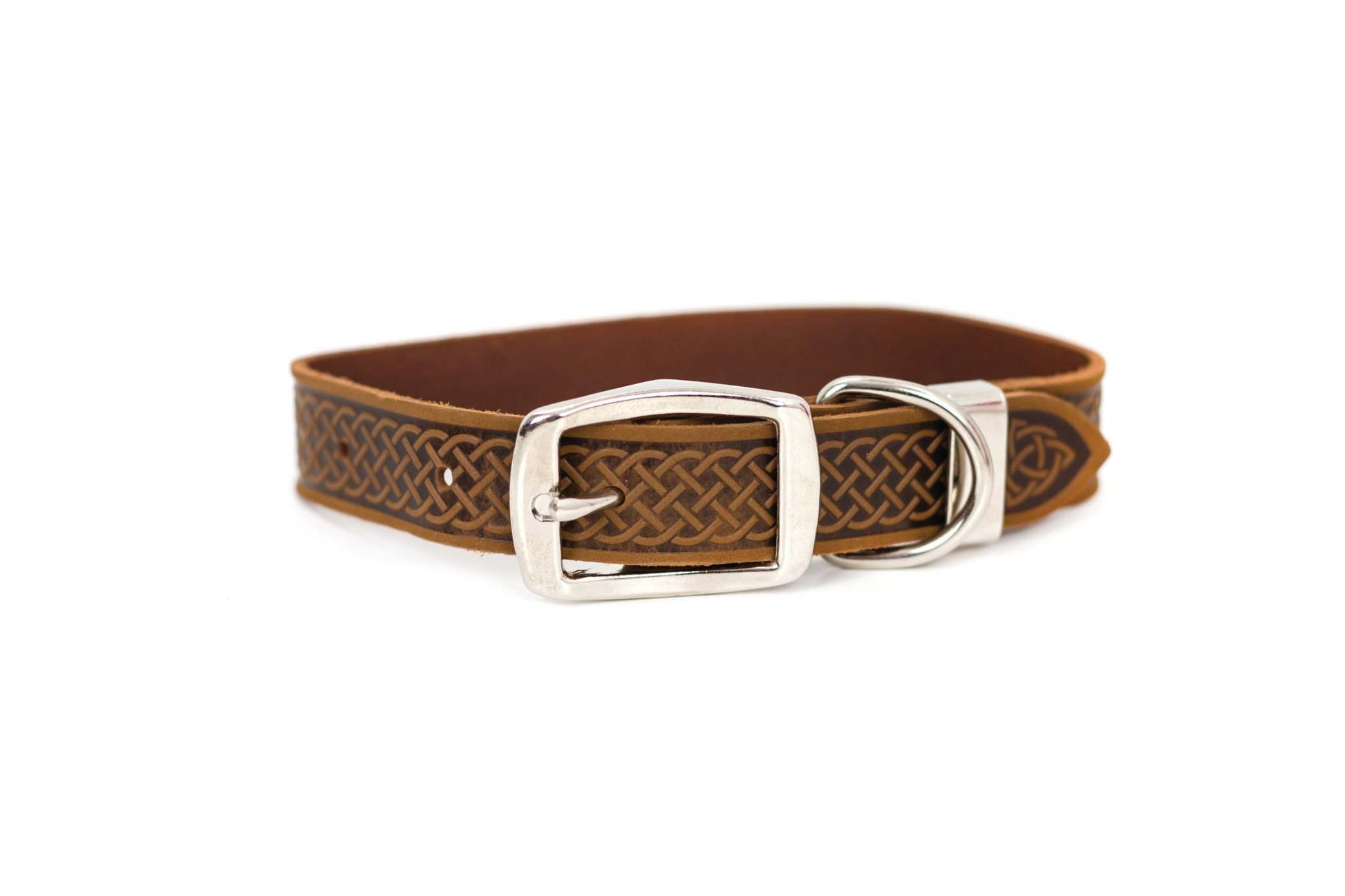 Celtic Style Leather Dog Collar – Unique Fire & Water Design for Dogs