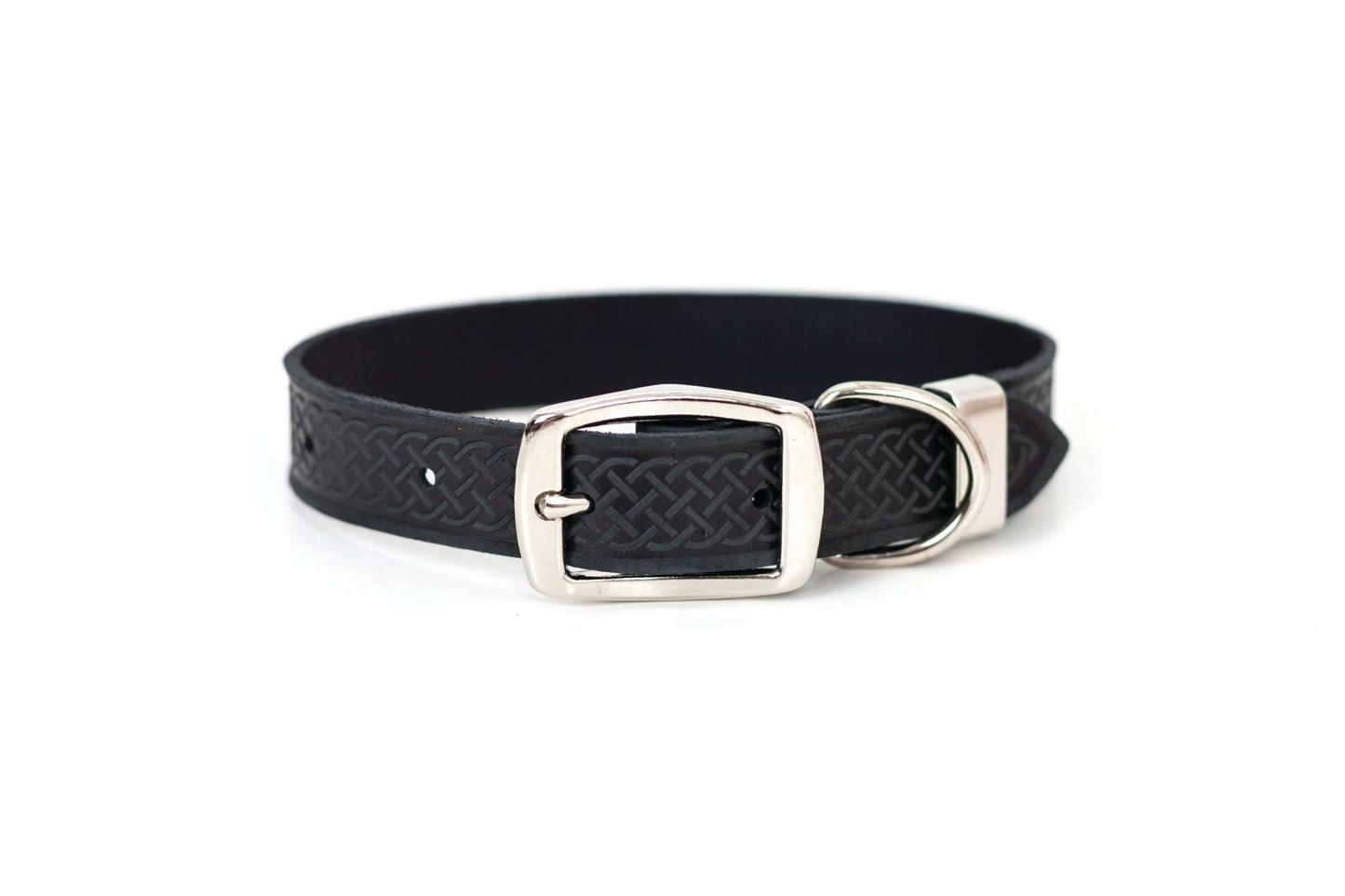 Celtic Style Leather Dog Collar – Unique Fire & Water Design for Dogs
