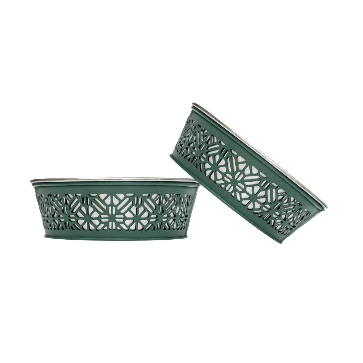 Country Living Set of 2 Stainless Steel Dog Bowls – Farmhouse Style