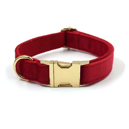 Dark Grey Velvet Pet Collar Leash