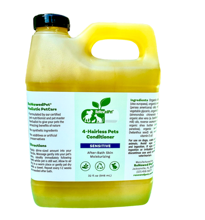 4-Hairless Pets Sensitive Conditioner skin moisturizing organic natural pet care bottle