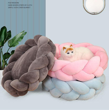 Round detachable pet kennel mat filled with polyester cotton in multiple colors