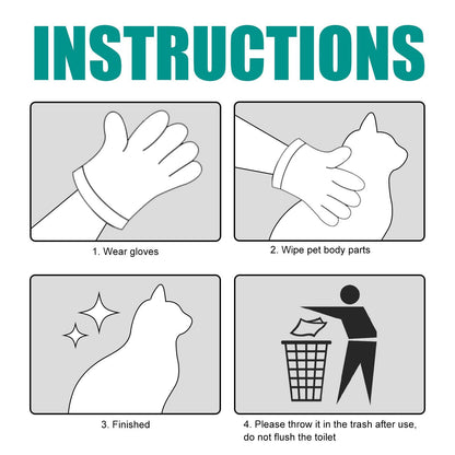 Pet leave-in cleaning gloves for dogs and cats cleaning and deodorizing