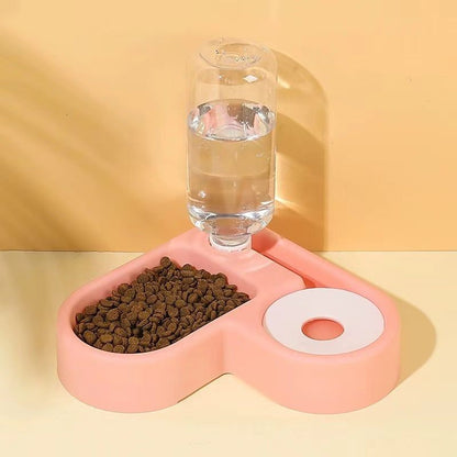 Space-saving plastic pet bowls with moisture-proof design and automatic water dispenser for cats and dogs